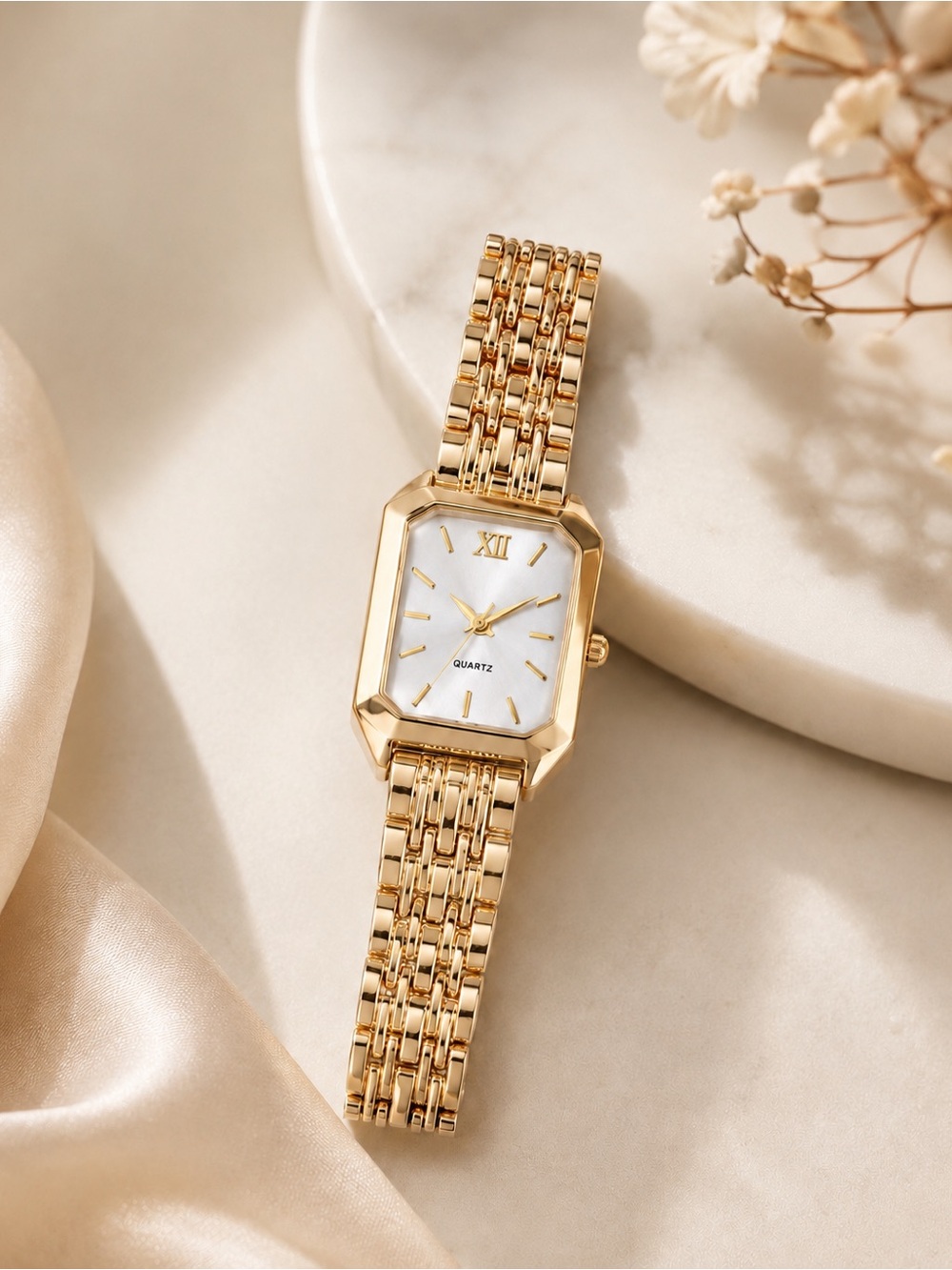 Gold Rectangular Bracelet Watch